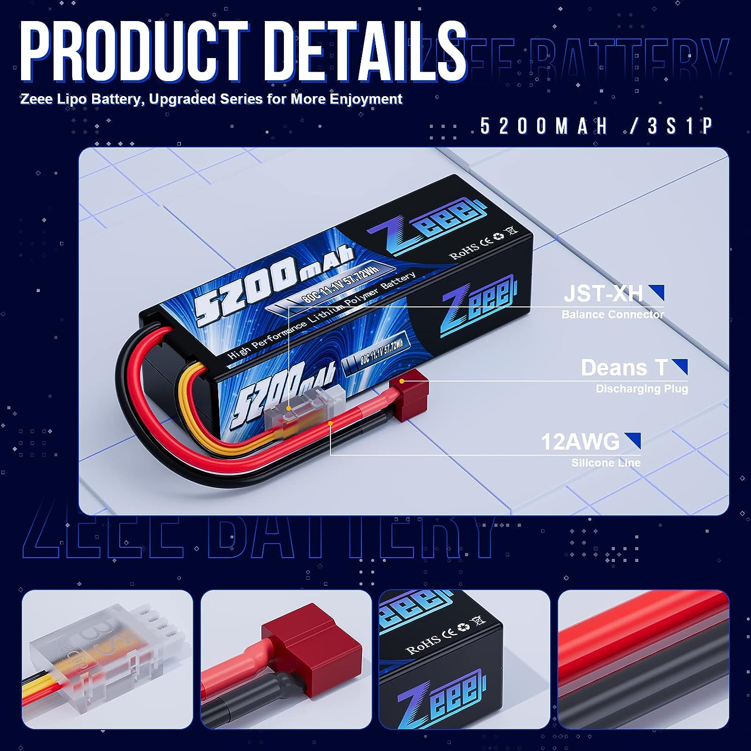 1/2 pièces Zeee 3S 5200mAh bat - Drone Battery 3S avis et prix